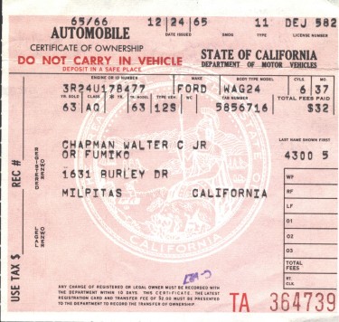 Title, issued Dec-1965, Front