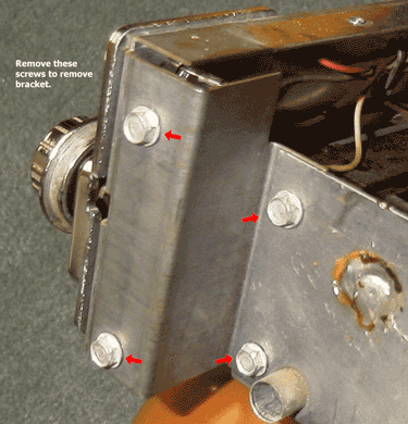 View of bracket which obscures the back of the amplifier transistor.