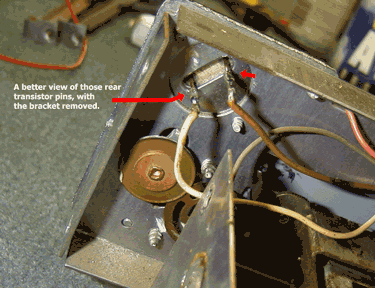 View of the back of the amplifier transistor (bracket removed).