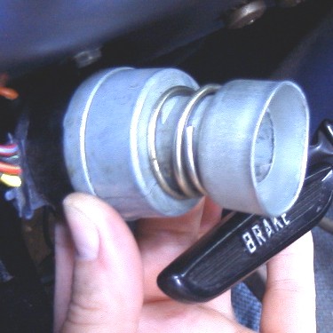 View of the Ignition switch, with the spacer cup still installed.